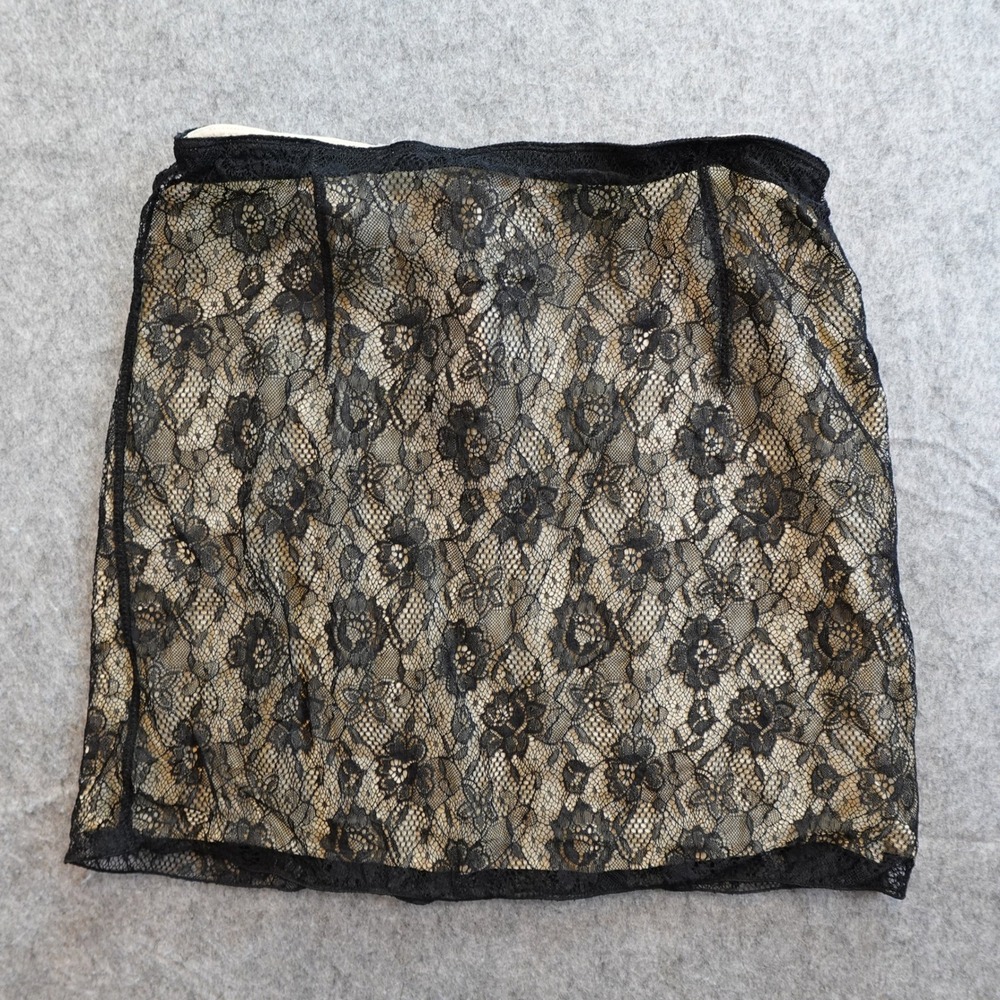 Miu Miu Skirt Womens US 4 IT 40 Black Mini Lace Overlay Silk Cupro